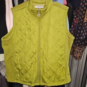 Barrage Lime Green Quilted & Fleece Full Zip-Front Polyester Vest Size Large